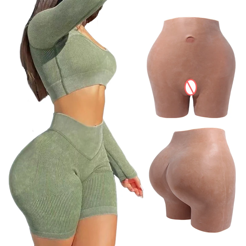 Men Silicone Hip Pad Enhanced thickening Fake Vagina Trousers Cosplay Dress-up Big Ass Underwear Plus Oversized Silicone Pants