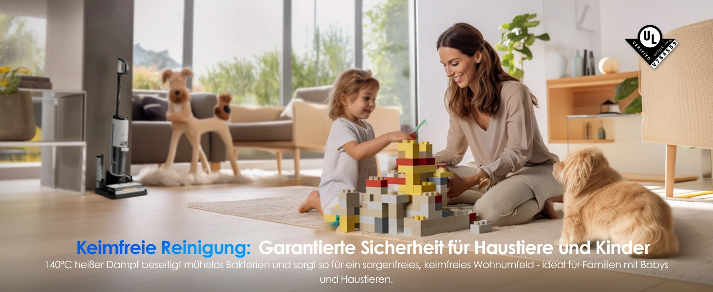Tineco Floor One S7 Steam Kabelloser Dampfmopp-Bodenreiniger für hartnäckigen Schmutz auf Hartböden mit selbstreinigendem Sieb, Kantenreinigung, Selbstantrieb, ideal für Kinder/Haustiere – Detail 9
