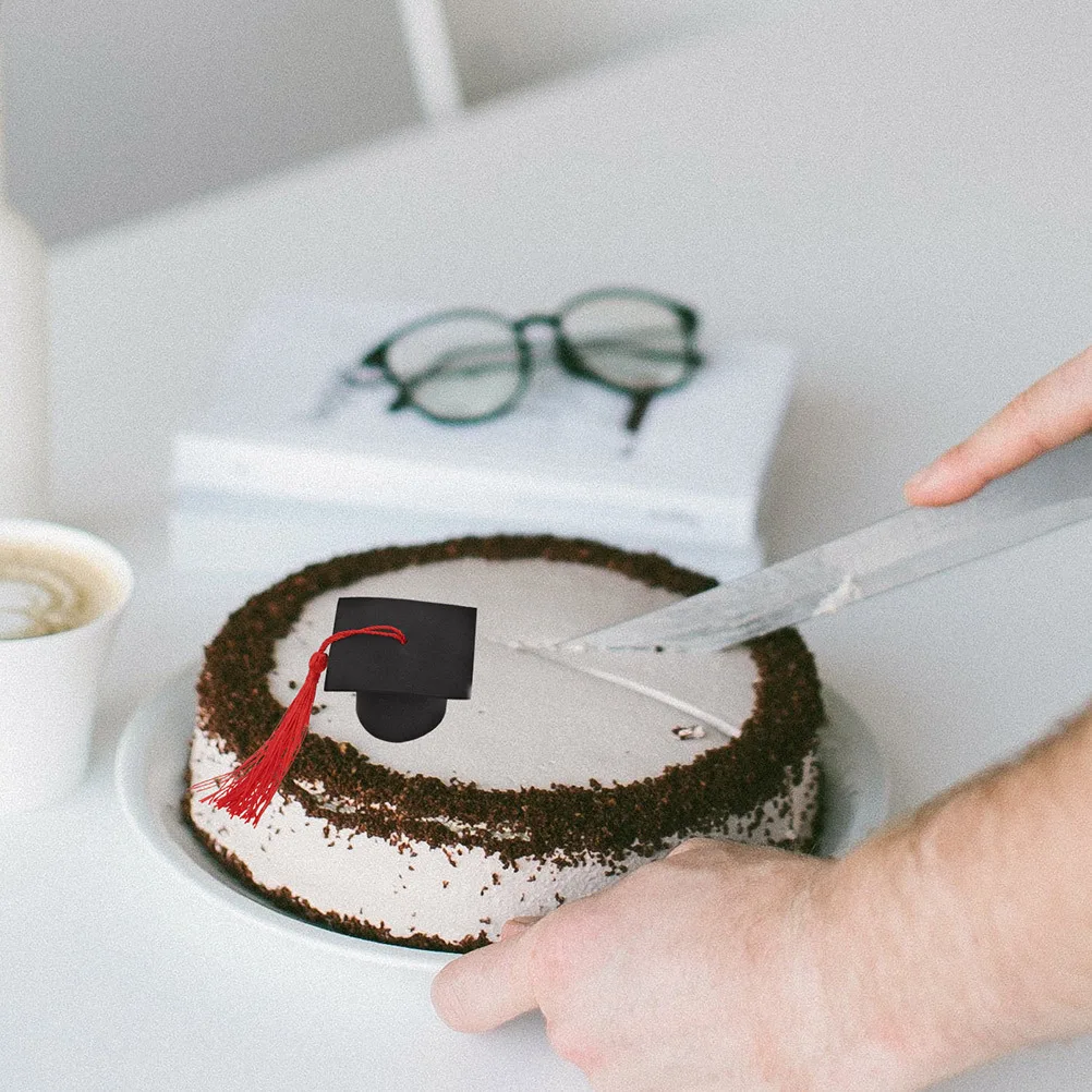 

8Pcs Graduation Tassel Cap Toppers Mini Cake Decors Party Supplies 2024 Grad Party Cupcake Toppers Grad Cap Decor