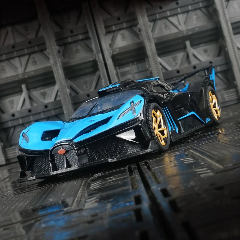 Modelo de carreras de aleación Bugatti bolide de simulación 1:32, colección de adornos de coche, puertas y capó de motor, maletero se puede abrir