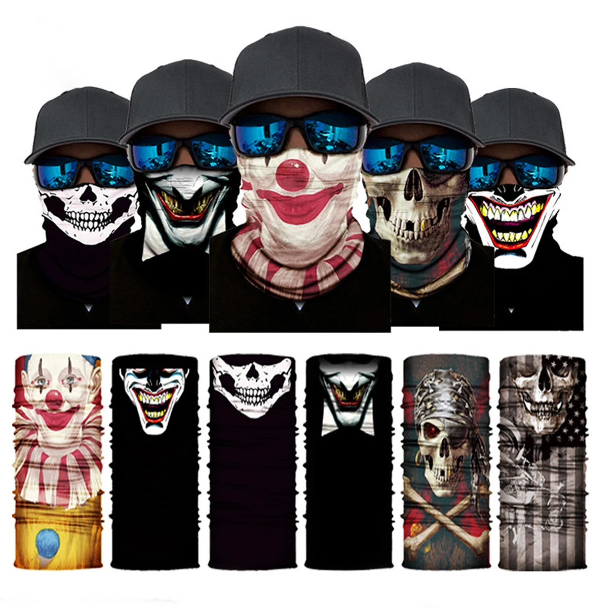 

Neck Gaiters Neck Face Cover Modo Summer Bandana Tube Men's Skull Balaclava Neck Warmer Elastic Breathable Sport Vintage Gift