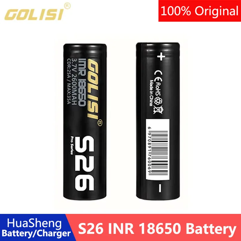 Оригинальный аккумулятор Golisi S26 IMR 18650, 2600 мАч, 3,7 В, CDR, 25 А, 72 Вт-92,5 Вт, литий-ионный аккумулятор для фонарика, аккумулятор
