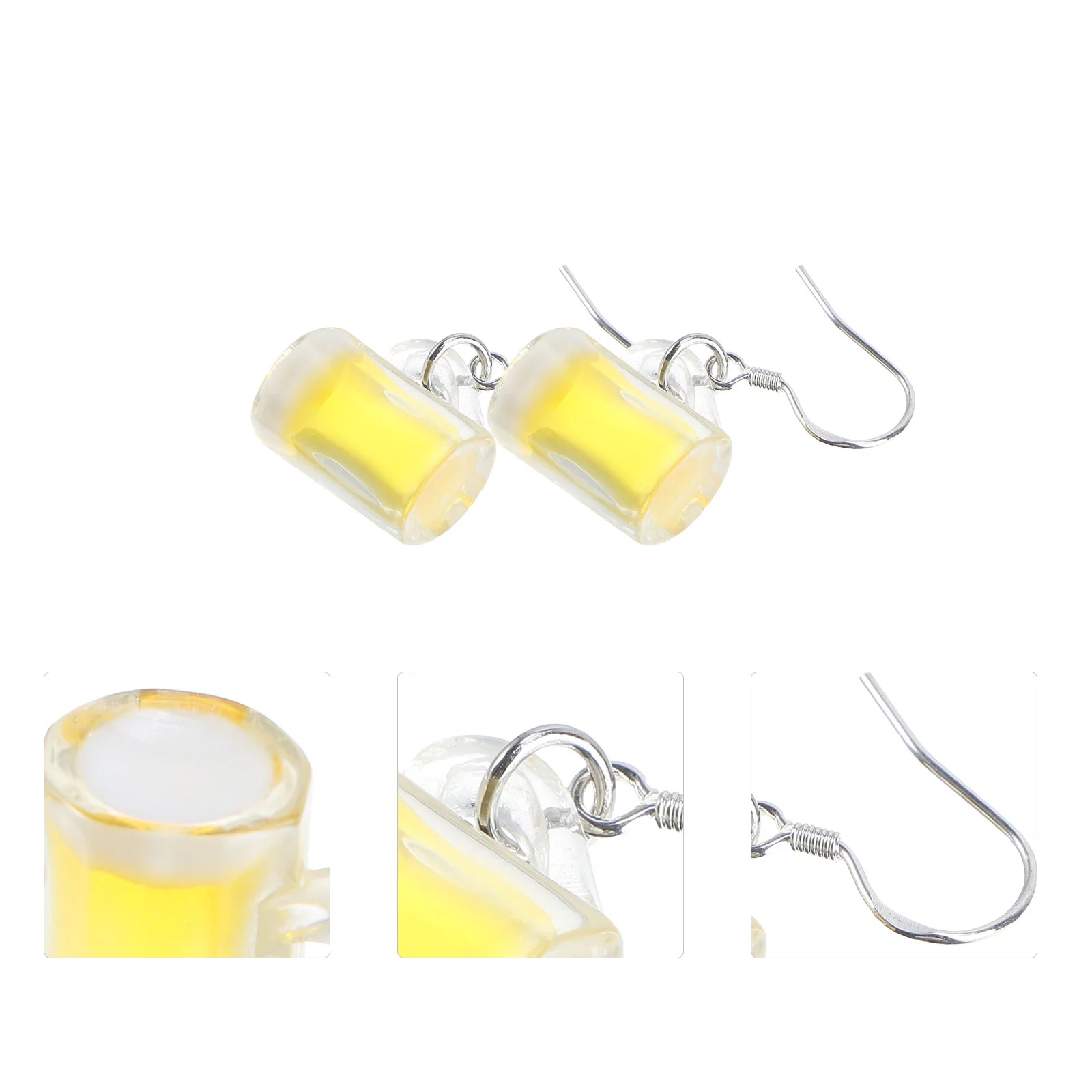 

Beer Mug Earrings Dangling Female Jewelries Fashion Studs No Pierced Eardrop Resin Creative Cup Earbob