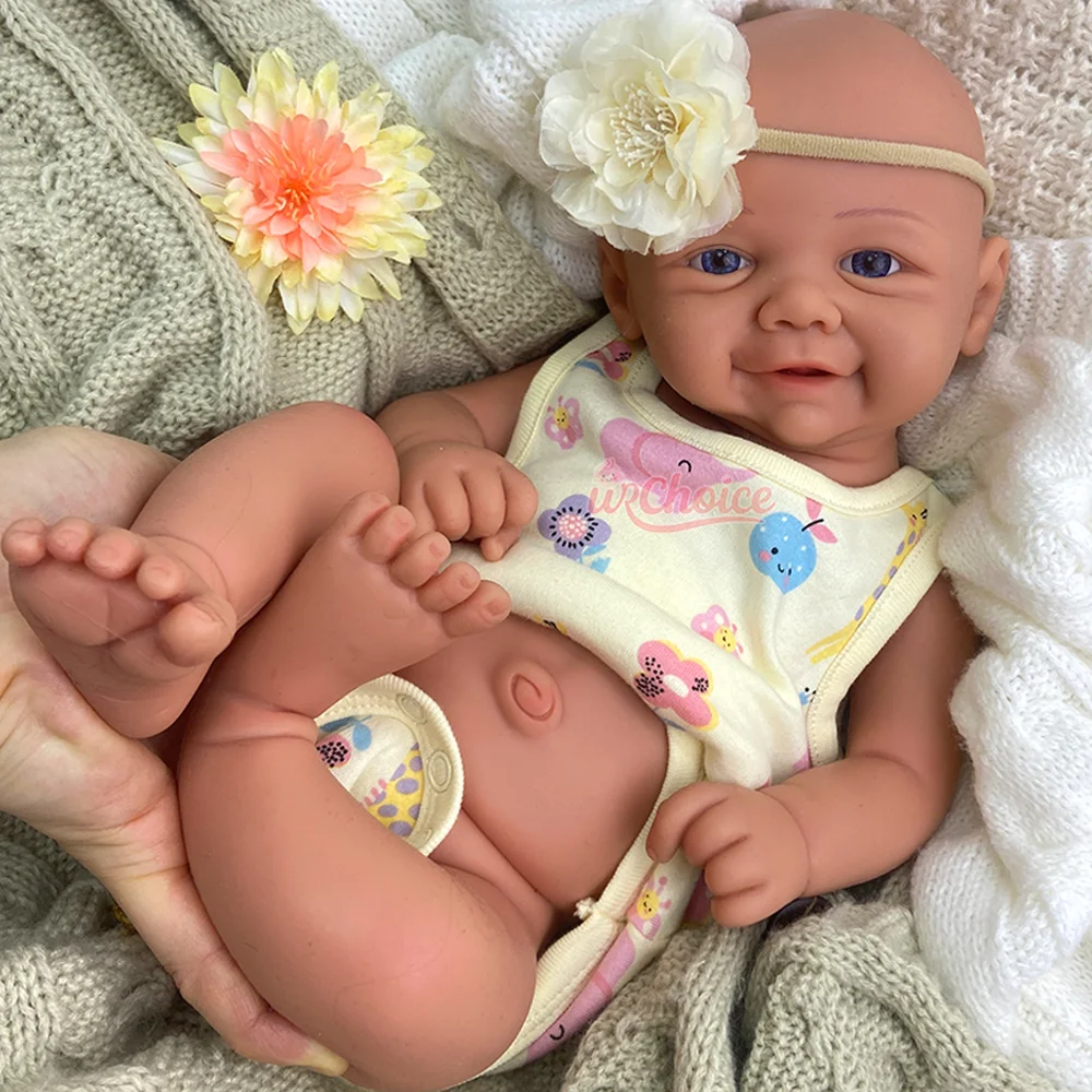 17" vollfeste Silikon-Reborn-Babypuppe für Mädchen/Jungen, handgefertigt, 3D-bemalt, DIY, realistisch, für Neugeborene, Muñeca, Weihnachtsüberraschung, Spielzeug, Geschenk