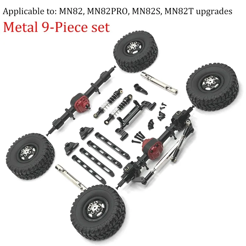 MN82, MN82PRO, MN82S, MN82T - Upgraded Metal Accessories for Front and Rear Axle, Motor Gearbox, Bumper, and Light Strip