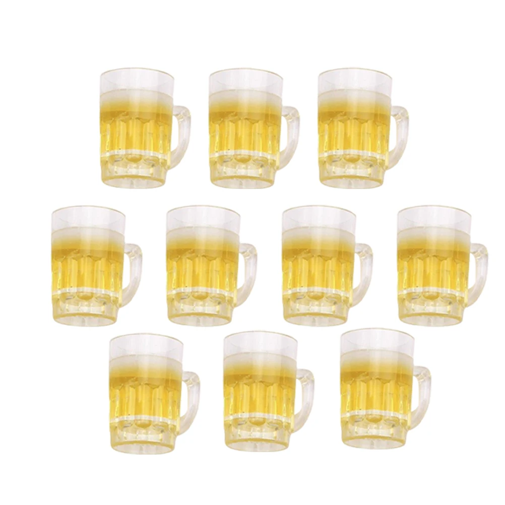 

10 Pcs Simulation Beer Mug Mini Cup Dollhouse Mugs Cups Resin Coffee Desktop Miniature Decorations for Toy
