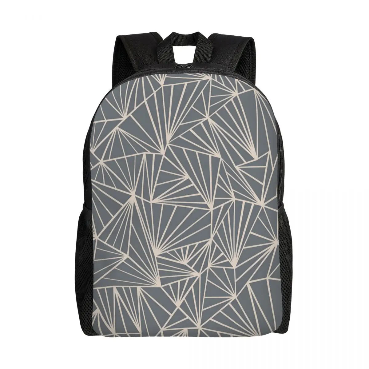 

Custom Abstract Lines Fan Grey And Nude Backpack for Boys Girls School College Travel Bags Women Men Bookbag Fits 15 Inch Laptop