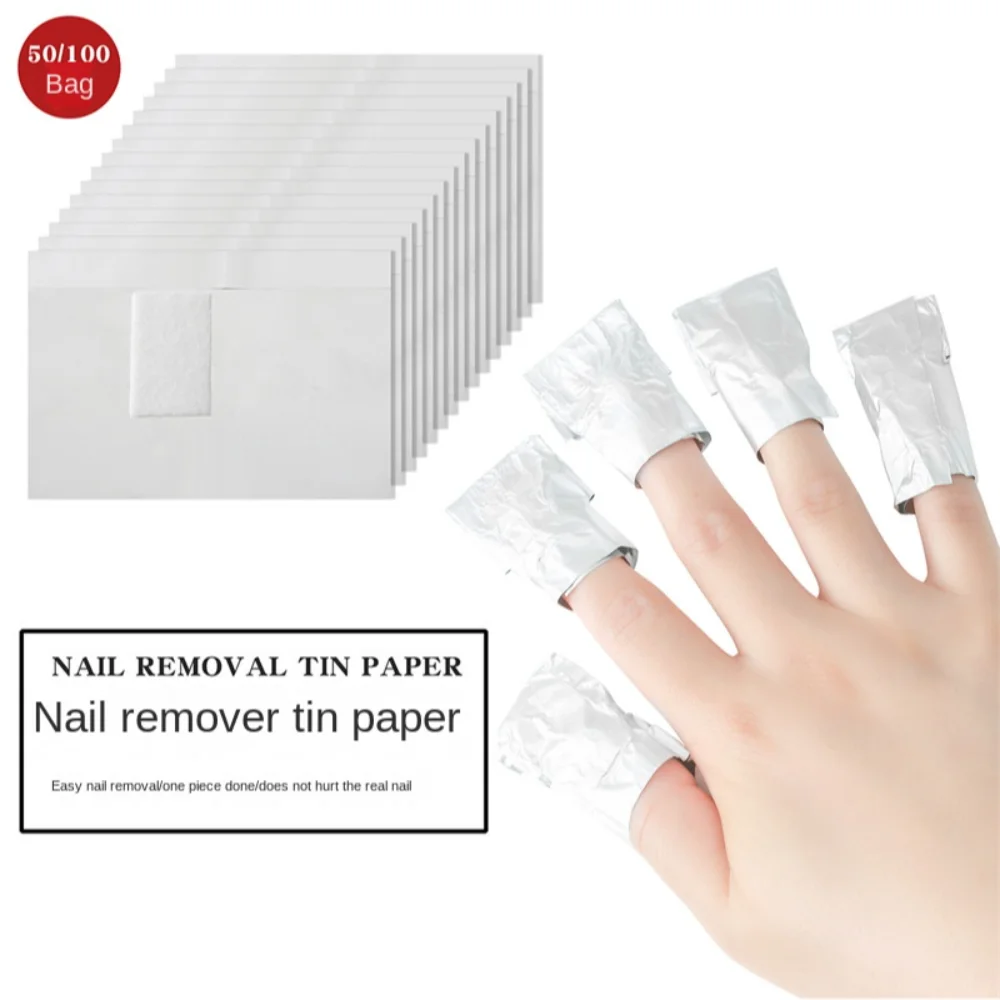 Folha de alumínio Prego Remoção Wraps, Acrílico Gel Nail Art Polish Remover, Soak Off Ferramenta Toalha, 50 Pcs, 100Pcs