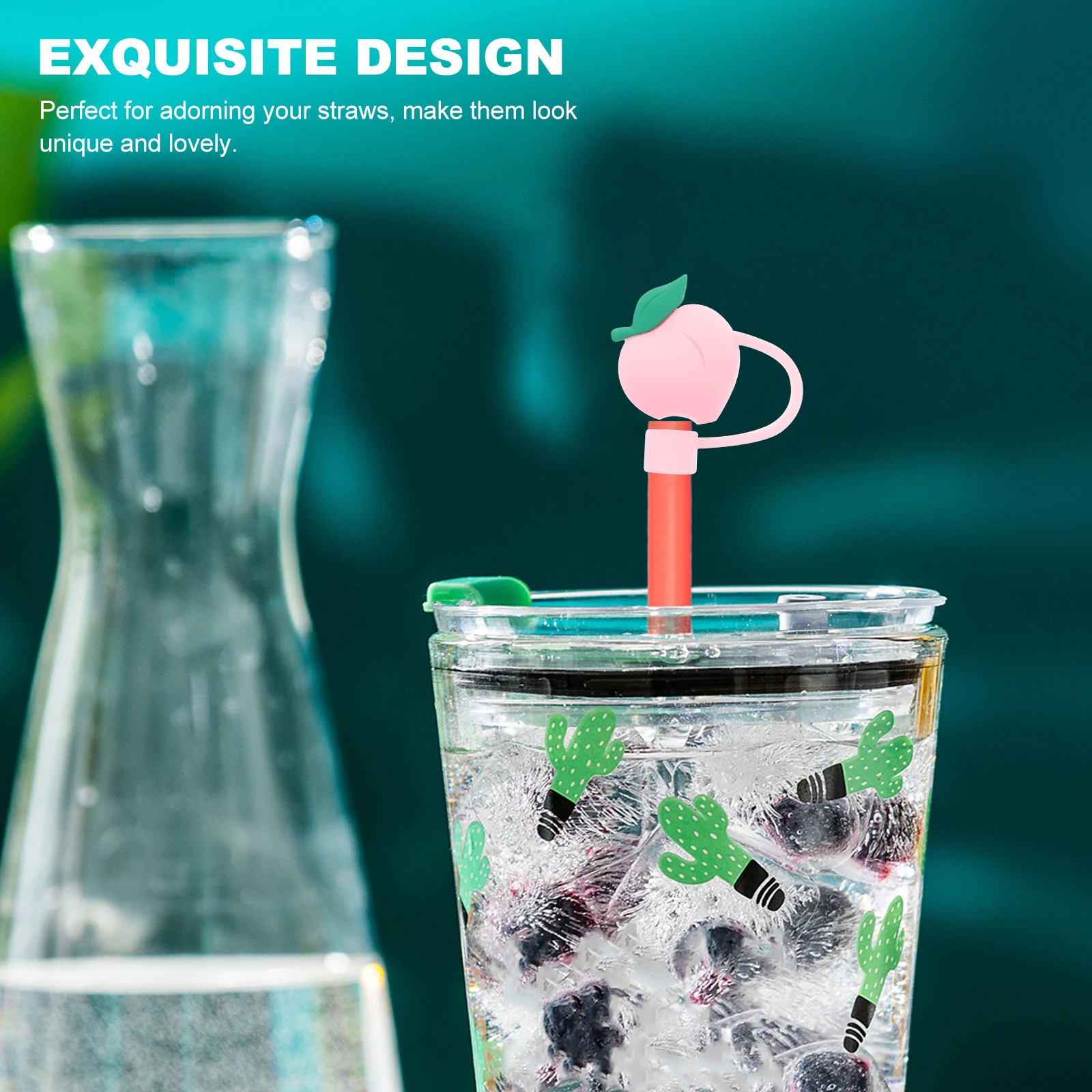 

3Pcs Silicone Straw Tips Cover Reusable Drinking Straw Caps Protective Decorative Lid Non Deformable Tear Resistant Long Lasting