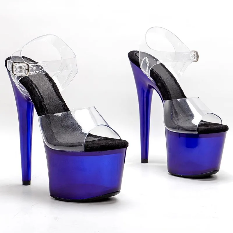 Peep Toe 17CM/7inches PU Upper Plating Platform Sexy High Heels Sandals Pole Dance Shoes 059