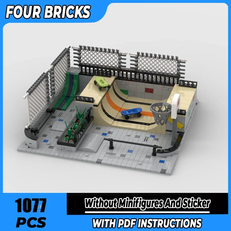 

Moc Building Blocks Modular Skatepark Technology Modular Bricks Model Gifts Christmas Toys DIY Sets Assembly