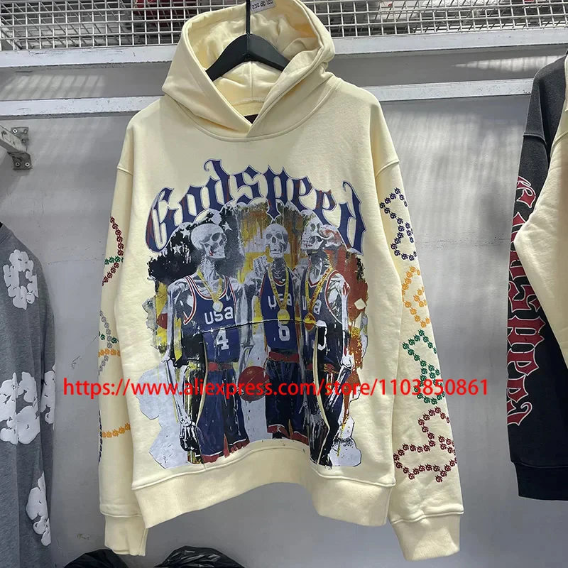 

New GODSPEED Hoody Sweatshirts High Quality Retro Casual Skeleton Team Print Hoodie Original Label God Speed Pullover