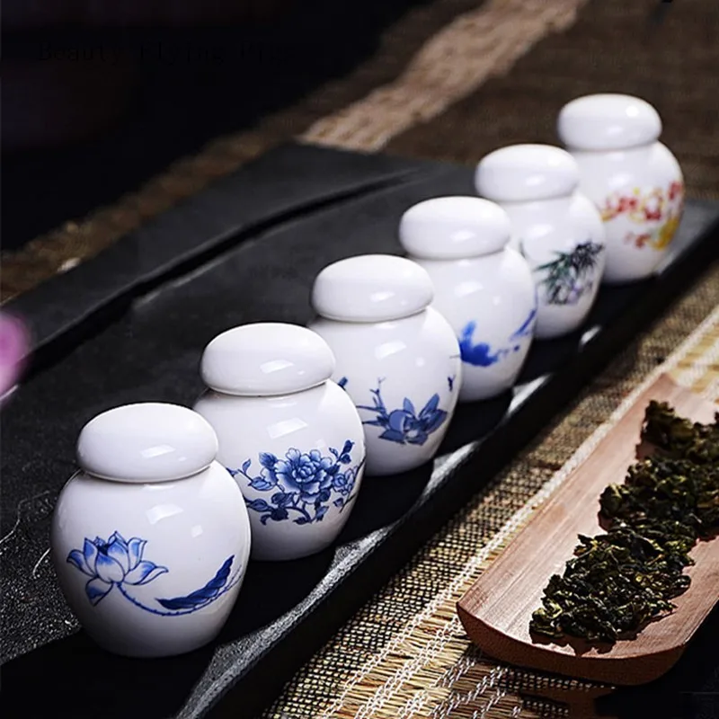 Retro Mini Tea Pot Ceramic Medicinal Small Porcelain Bottle Portable Blush Lipstick Cosmetic Tea Powder Paste Storage Box