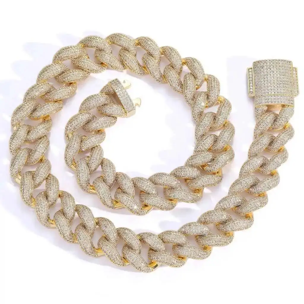 

18 мм ювелирные изделия в стиле хип-хоп Iced Out кубинская цепочка, ожерелье, латунь, циркон, бриллиант, кубинская цепочка, мужские ювелирные изделия