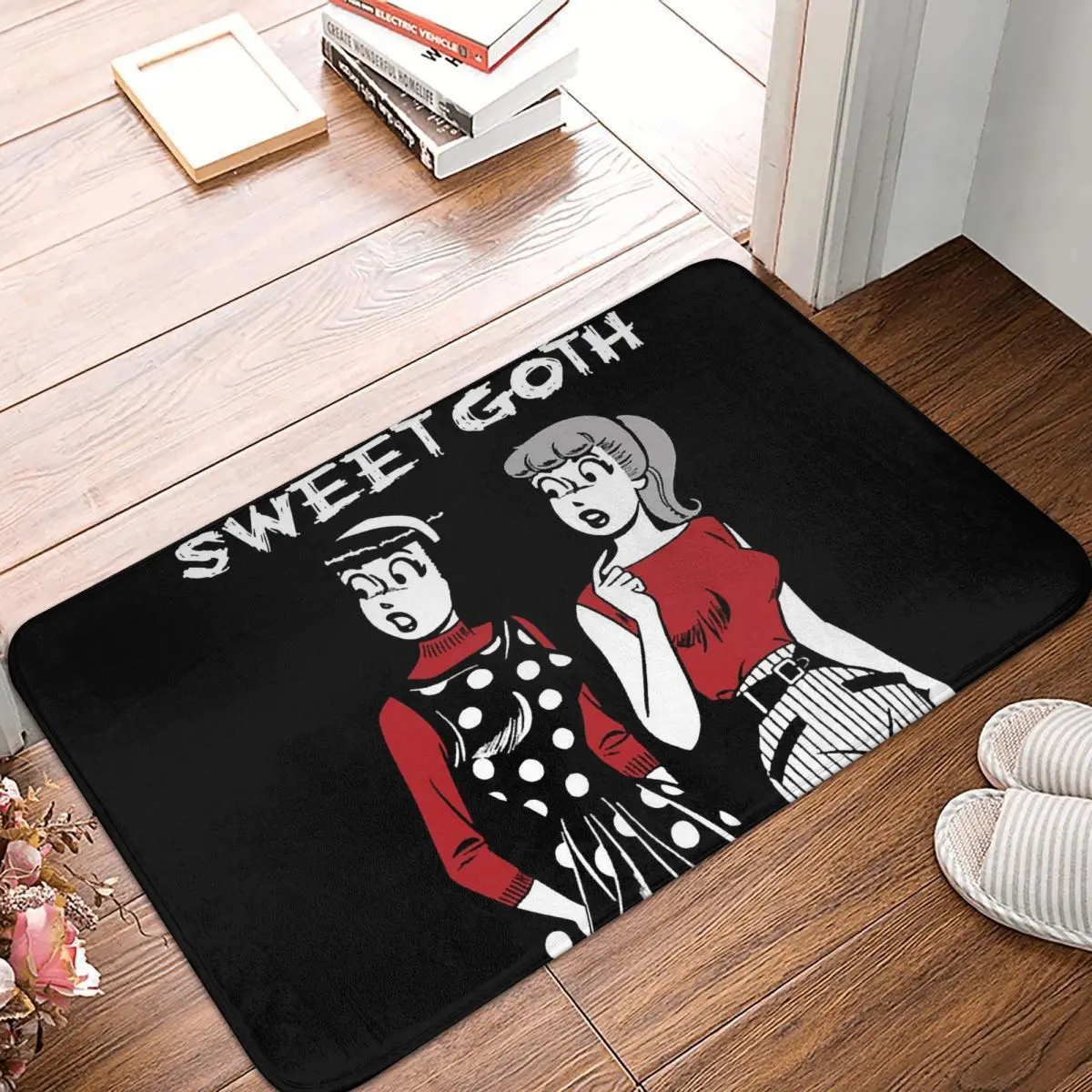 Betty And Veronica Style Sweet Goth Black Lipstick Doormat Floor Mat Antiwear Carpet Rug for Kitchen Home Bedroom Footpad Mats