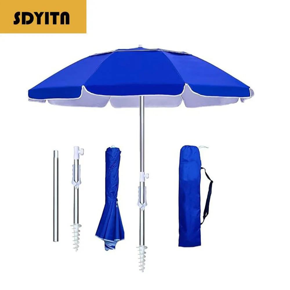 

Portable 6.5 FT Folding Beach Umbrella with Sand Anchor and Windproof Protection Fishing Canopy