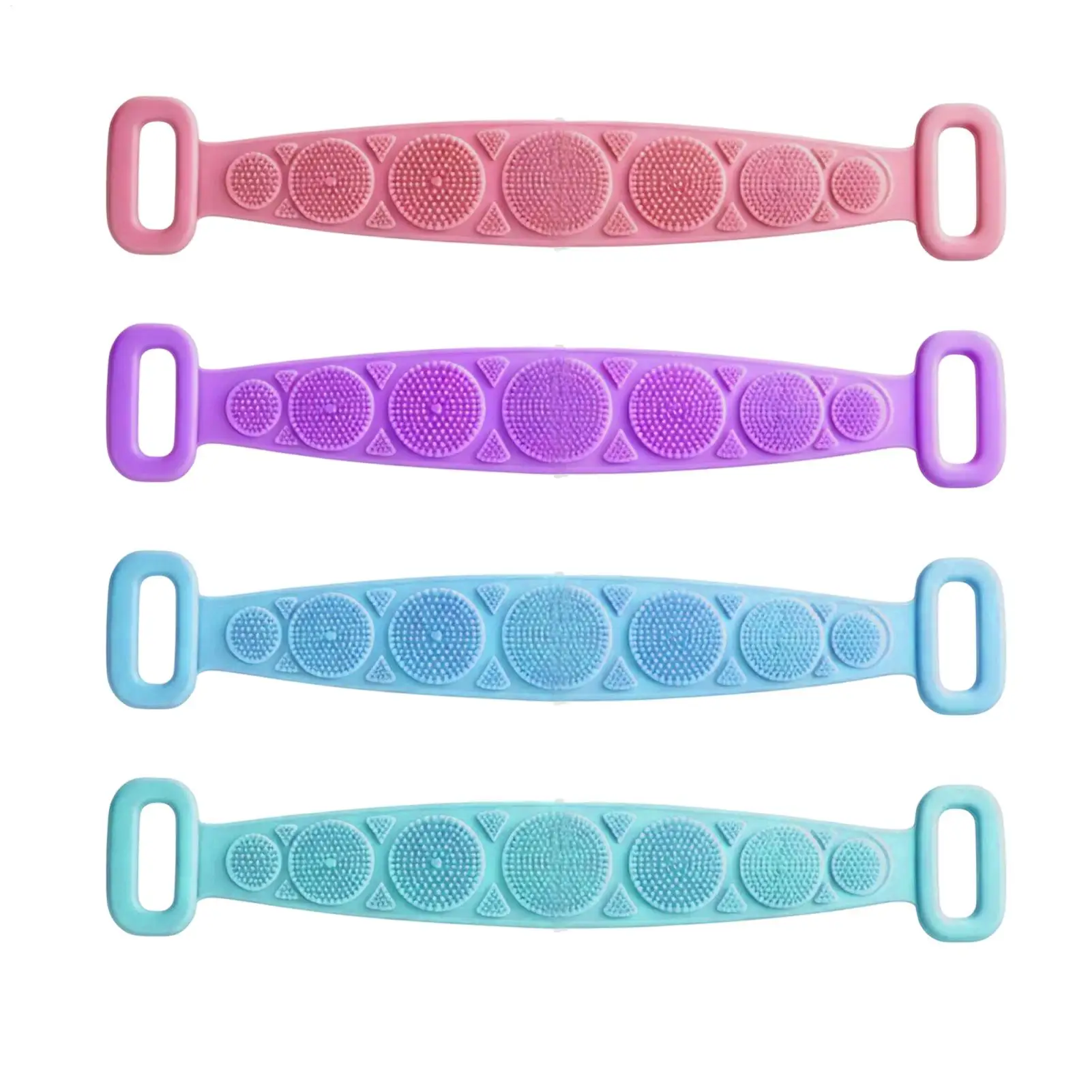 Silicone Body Scrubber 4-Pack Dual-Sided Quick-Dry Bristles Wash Silicone Back Scrubber for Bathroom Room Gym Travel Neck Arms