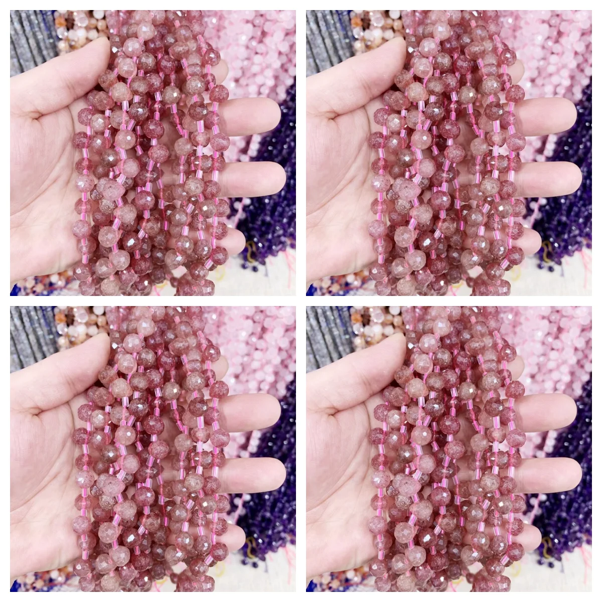8x10mm round Teardrop-Shaped Faceted Amethyst Rose Quartz Strawberry Quartz Natural Crystal Loose Beads for Jewelry Making