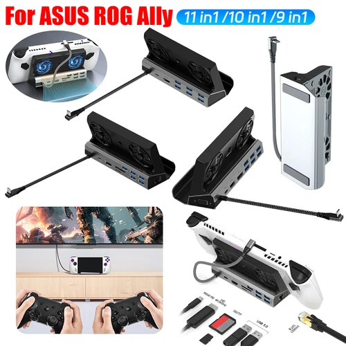 Imagen 2 del producto Estación de acoplamiento para Steam Deck, concentrador de consola Compatible con HDMI, USB C, 4K, 60Hz, Gigabit, Ethernet, 1000Mbps, PD, 100W, RJ45