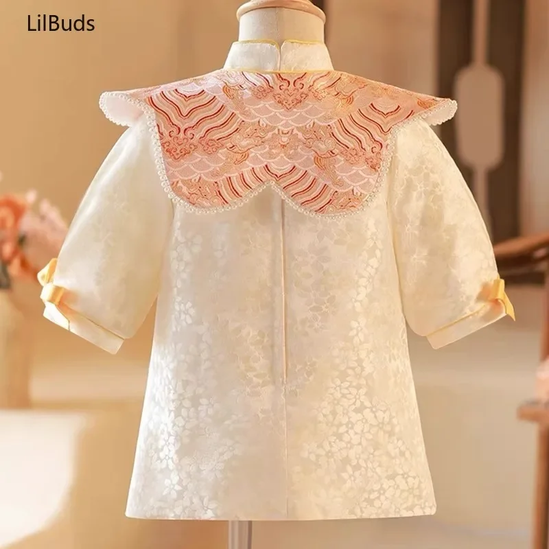 2024 Kids Chinese-Style One-Year-Old Dress New Children's Baby Elegant Clothes Girls' Cheongsam Party Autumn And Winter Costume