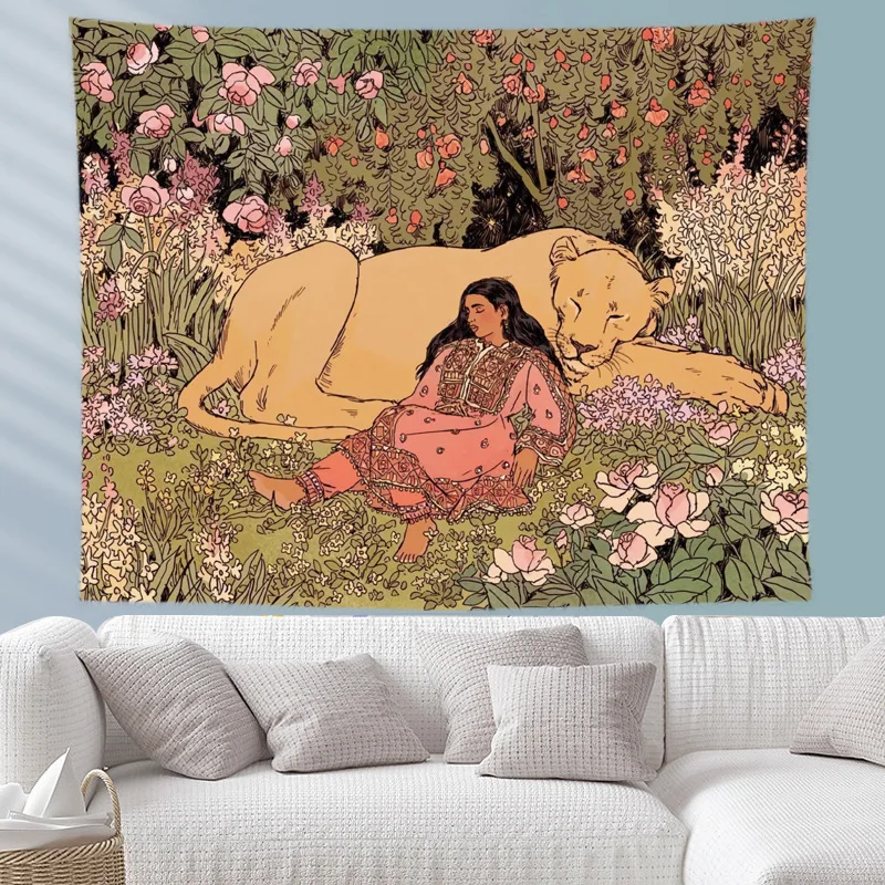 VIKAMA Nordic Einfache Wandteppich Internet Celebrity Ins Schöne und Warme Schlafsaal Zimmer Tapisserie Hintergrund Dekoration