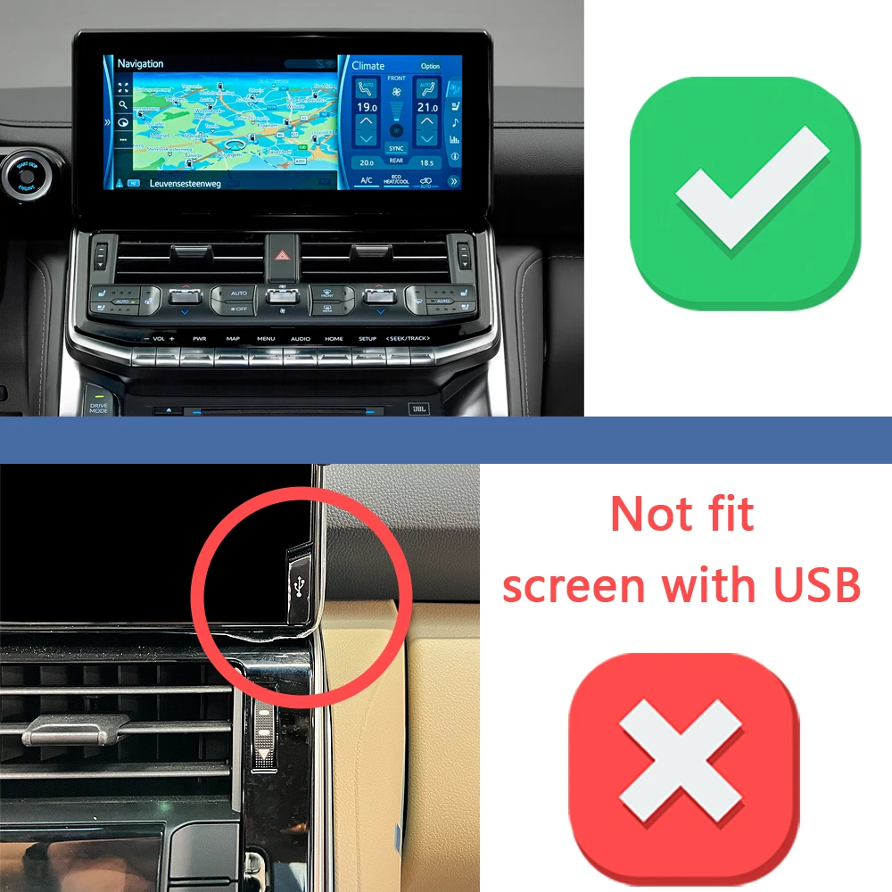 Double Bracket For Toyota Land Cruiser LC300 2022 2023 Car Phone Holder Multimedia Screen Fixed Base Wireless Charging Stand