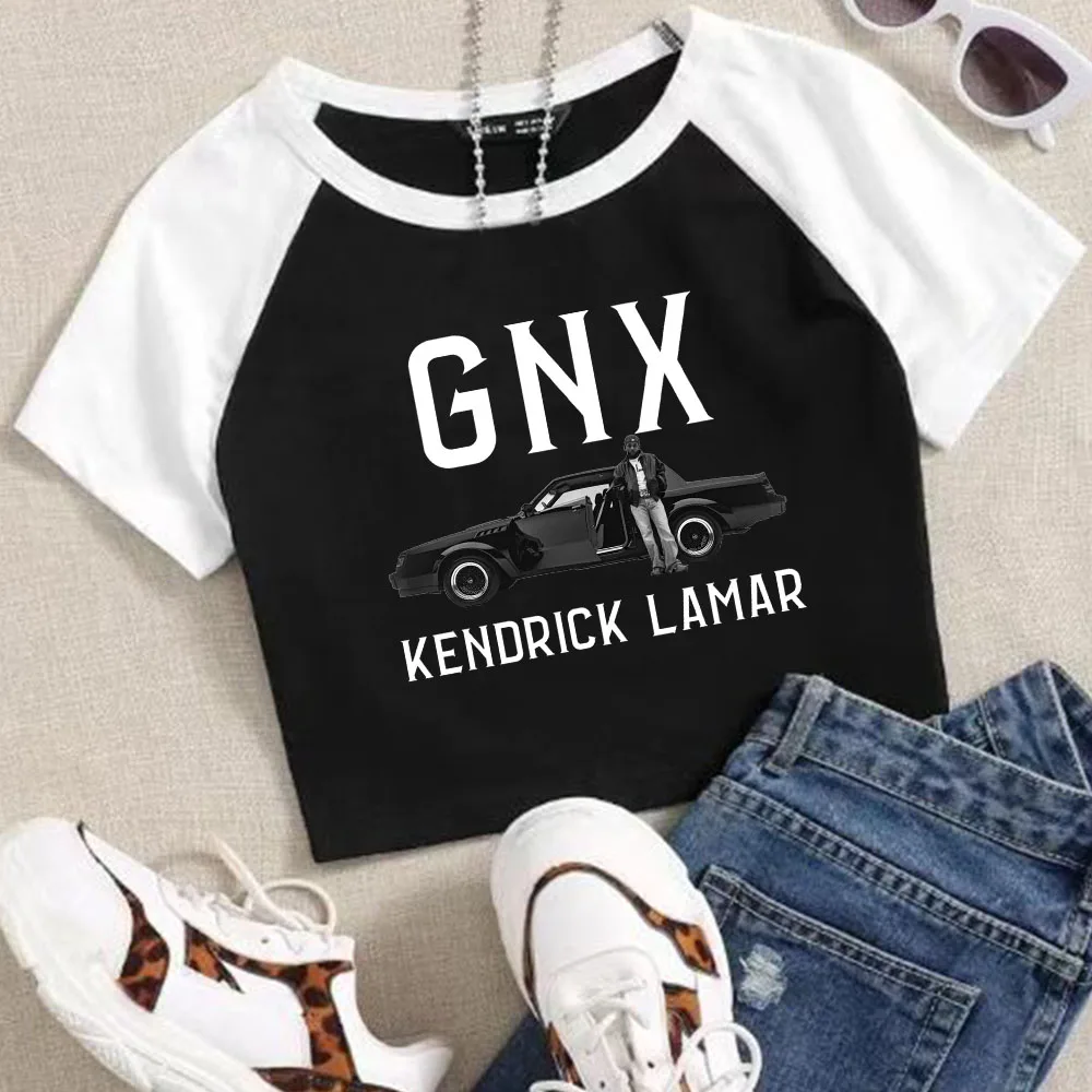 Kendrick Lamar GNX Tour Crop Tops T-Shirt Girls Fashion Women O-Neck Short Sleeve  Fans Gift T-shirt