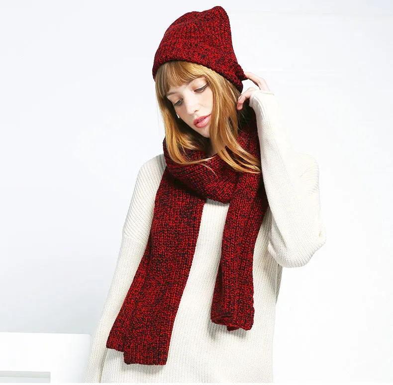 MRMT 2024 Brand New Women's Scarf Spring And Autumn New Solid Color Scarf For Female Warm Knitted Wrap Hat Two-Piece