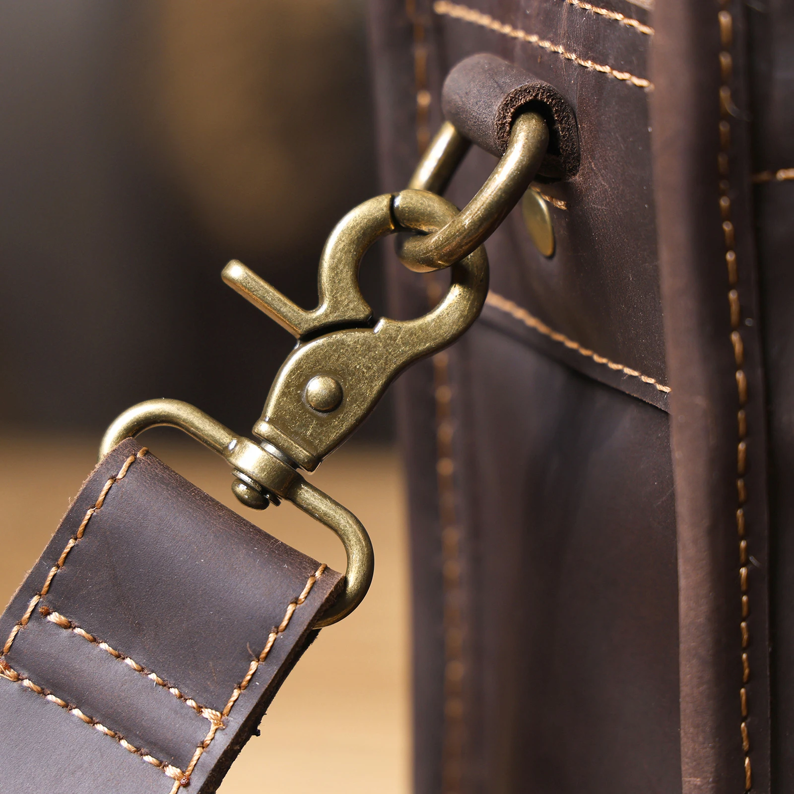 S.WORKER Vintage Echtleder Herren-Aktentasche Laptop-Tasche Crazy Horse Leder Messenger-Handtasche Rindsleder Geschenkidee für Männer – Detail 13