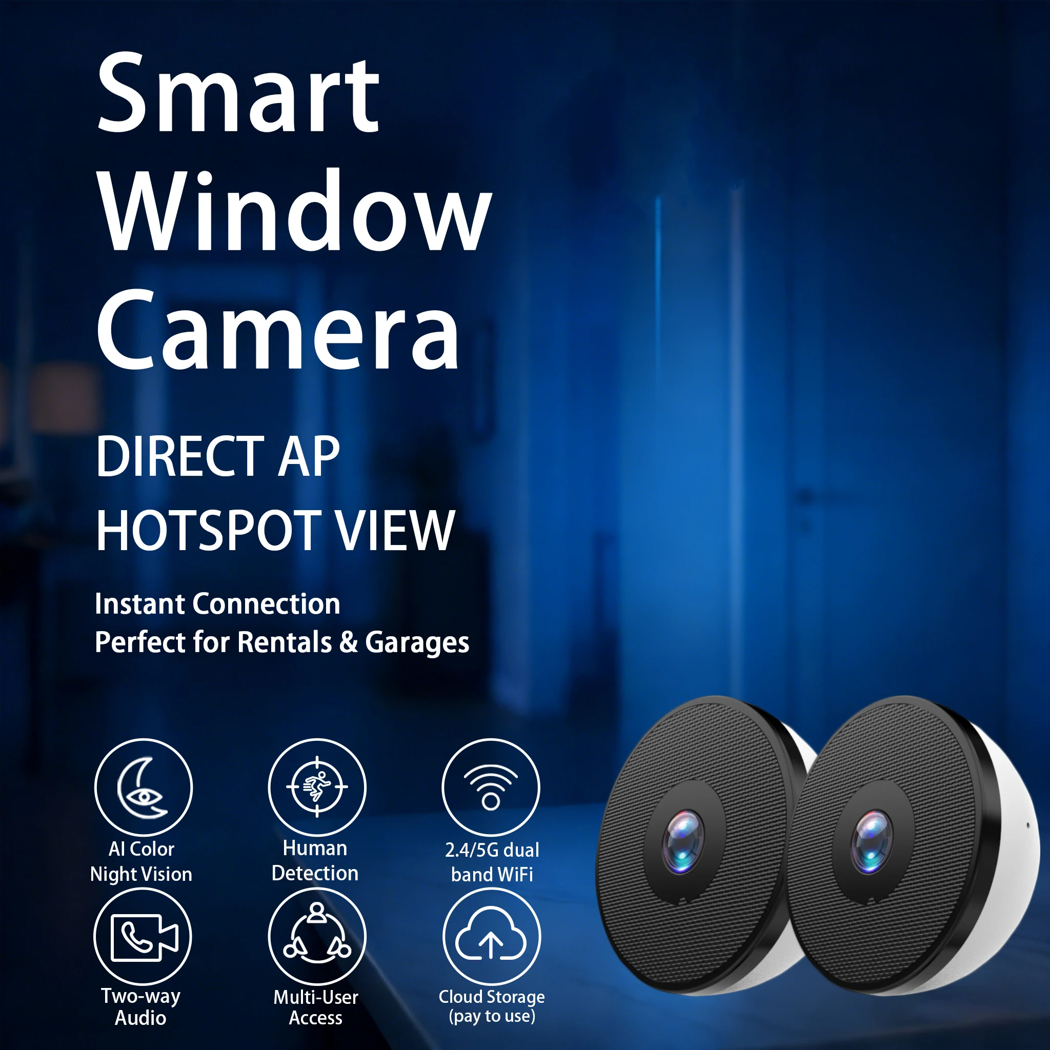 BoyKeep Window Camera, 4MP Ultra HD binnenbewakingscamera, 2.4G & 5G WiFi 6 thuisbeveiligingscamera met telefoon-app, Privacy Pr