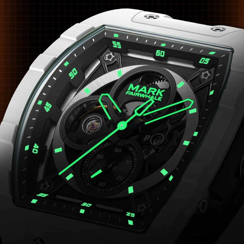 ساعة مارك فيرويل 6003 الرياضية الأوتوماتيكية للرجال ميكانيكية عسكرية تناظرية بمينا تونيو مع حزام مطاطي 2025