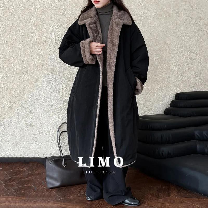 

LIMO 2025 новый дизайн, длинное пуховое пальто из искусственной норки, женская зимняя толстая теплая куртка-парка на осень-зиму, уличная мода