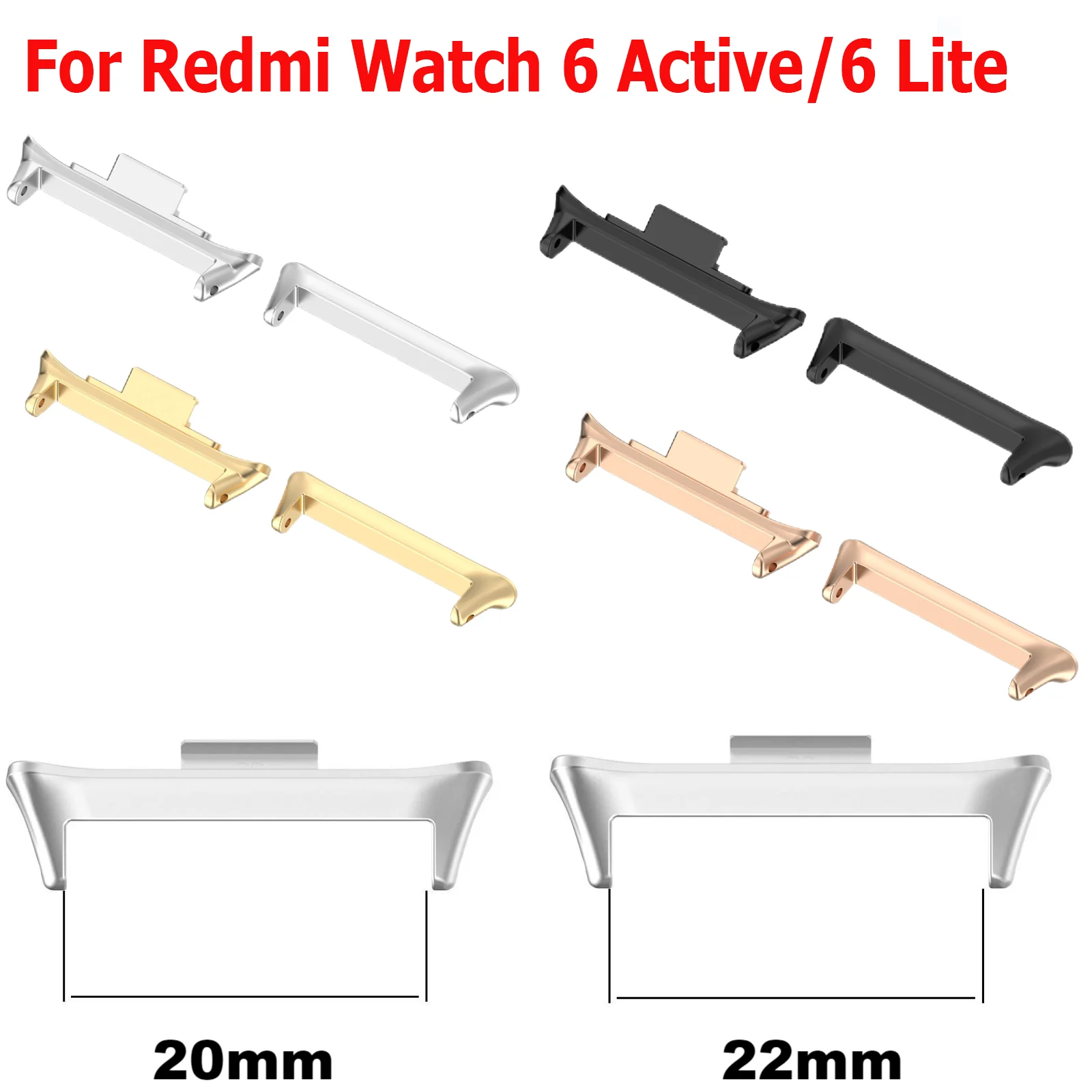1 Pair Connector Adapter for Redmi Watch 6 Active Bracelet Stainless Steel Adapter for Xiaomi Redmi Watch 6 Lite Watchband Strap