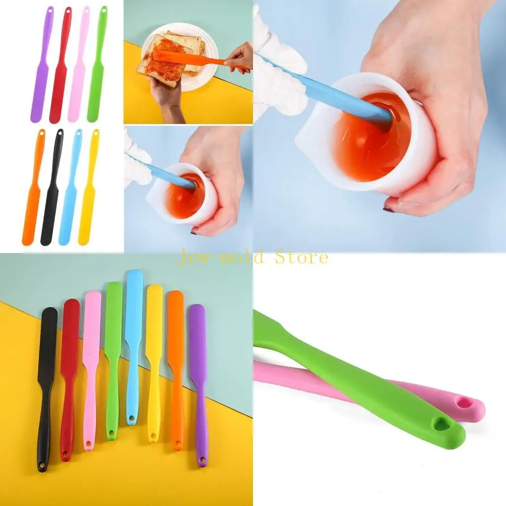 

C71B 8 Pcs/Set Silicone Stir Sticks Heat Resistant Cake Cream Butter Spatulas Mixing Batter Scraper Non-Stick Flexible for