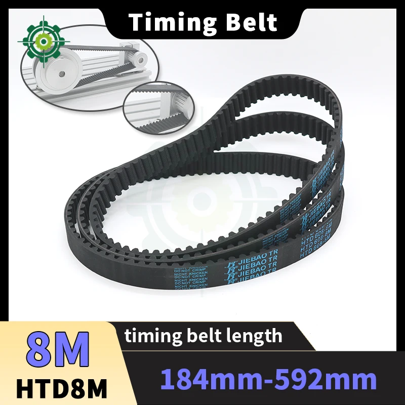 

HTD 8M Timing Belt Length 184mm to 592mm HTD8m Synchronous Belt 8M Drive Belt HTD8M Pulley Belt Rubber Timing Belt HTD8M Belt