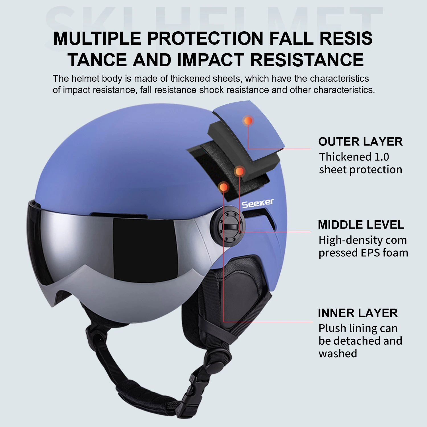 zoekers volwassen skihelm met bril enkel en dubbel board winddicht warm anti-botsing ski-beschermingsuitrusting veiligheidshelm
