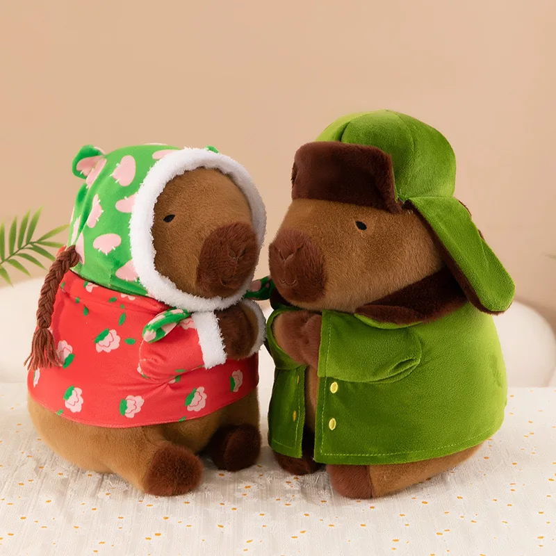 

Кавайная плюшевая игрушка, милая кукла-капибара, зимняя уютная пижама, стильная мягкая игрушка для детей, подарок на день рождения, мягкая кукла