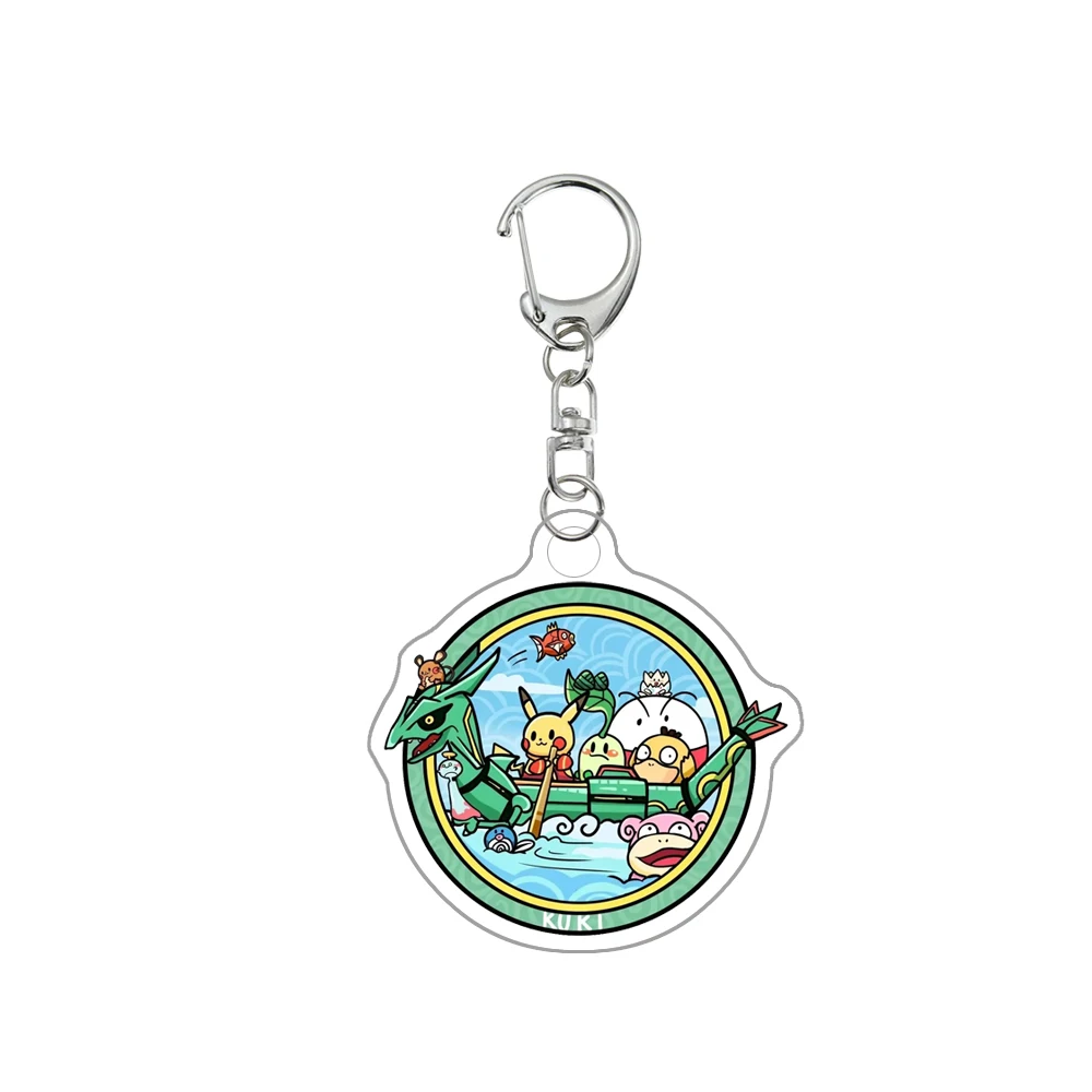 Pokemon Anime Cartoon Acrylic Keychain Gallade Poliwag Articuno Zapdos Moltres Bag Pendant Decoration Keychain Accessories