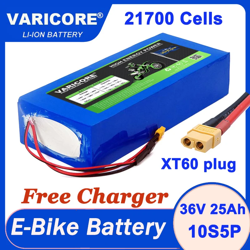 VariCore 36 فولت/48 فولت/60 فولت 25 أمبير 21700 بطارية ليثيوم حزمة 1200 واط مع PCB لبطاريات المركبات الكهربائية 42 فولت 54.6 فولت 67.2 فولت + شاحن