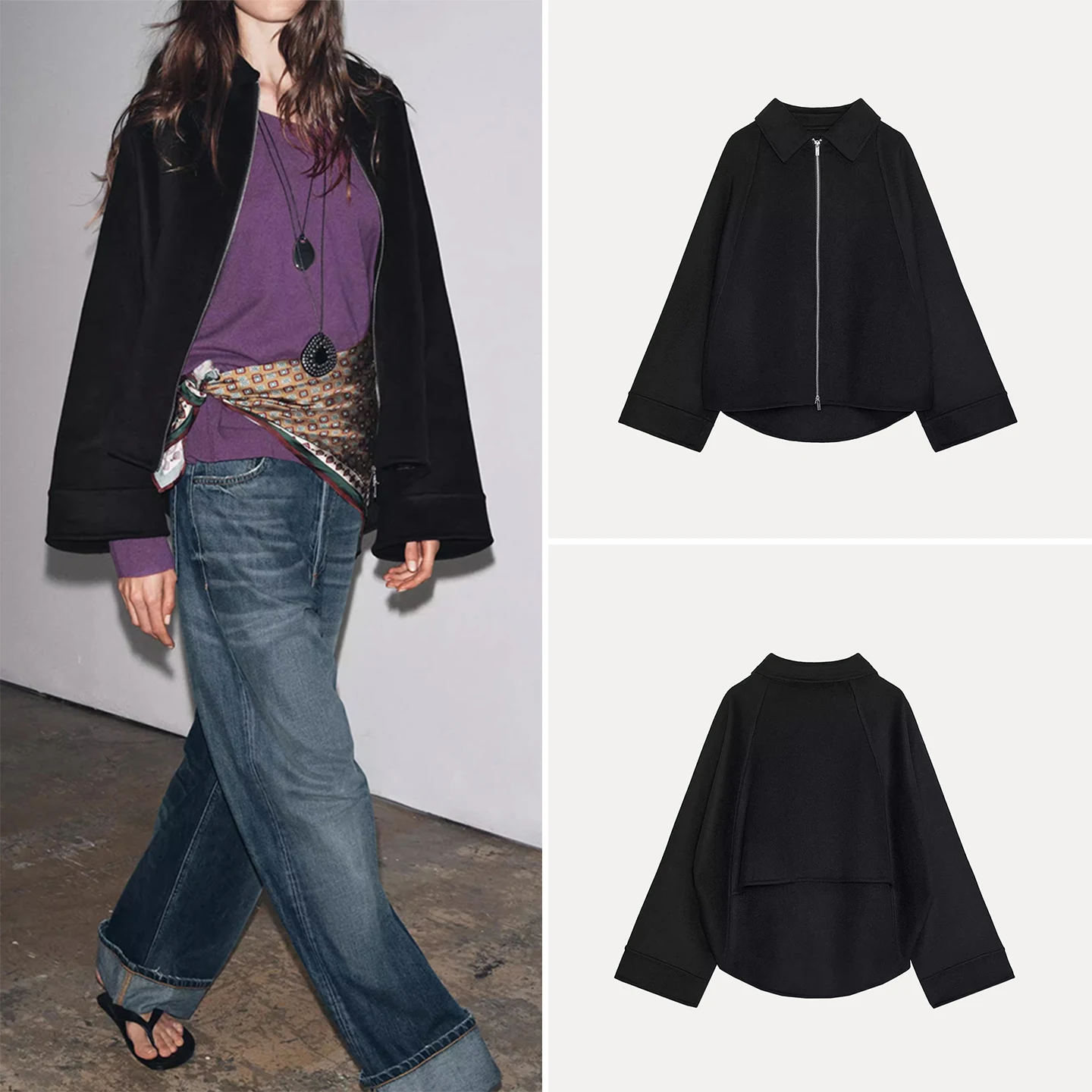 

Winter 2025 Women's Simple Sle Zipper Jaet Faionable Outerwear Stand Fit Long Sve Regular Length Daily Wear