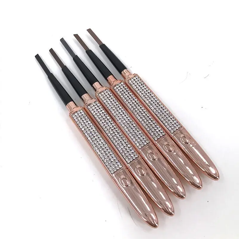 Wholesale 5 Colors Diamond Eyebrow Waterproof Sweatproof Long Lasting Double-headed Eyebrow Pen with Custom Logo