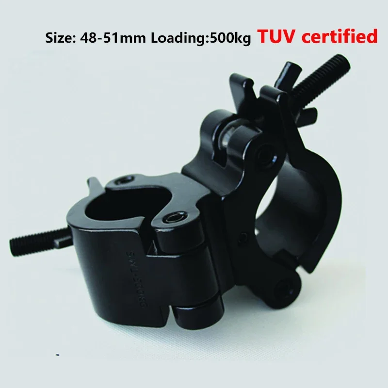 Double Dual Swivel Truss Hook Clamp 500KG Heavy Duty Black Gripper O Light Hook Fit 2-Inch Tube with Plating for Trussing Stand