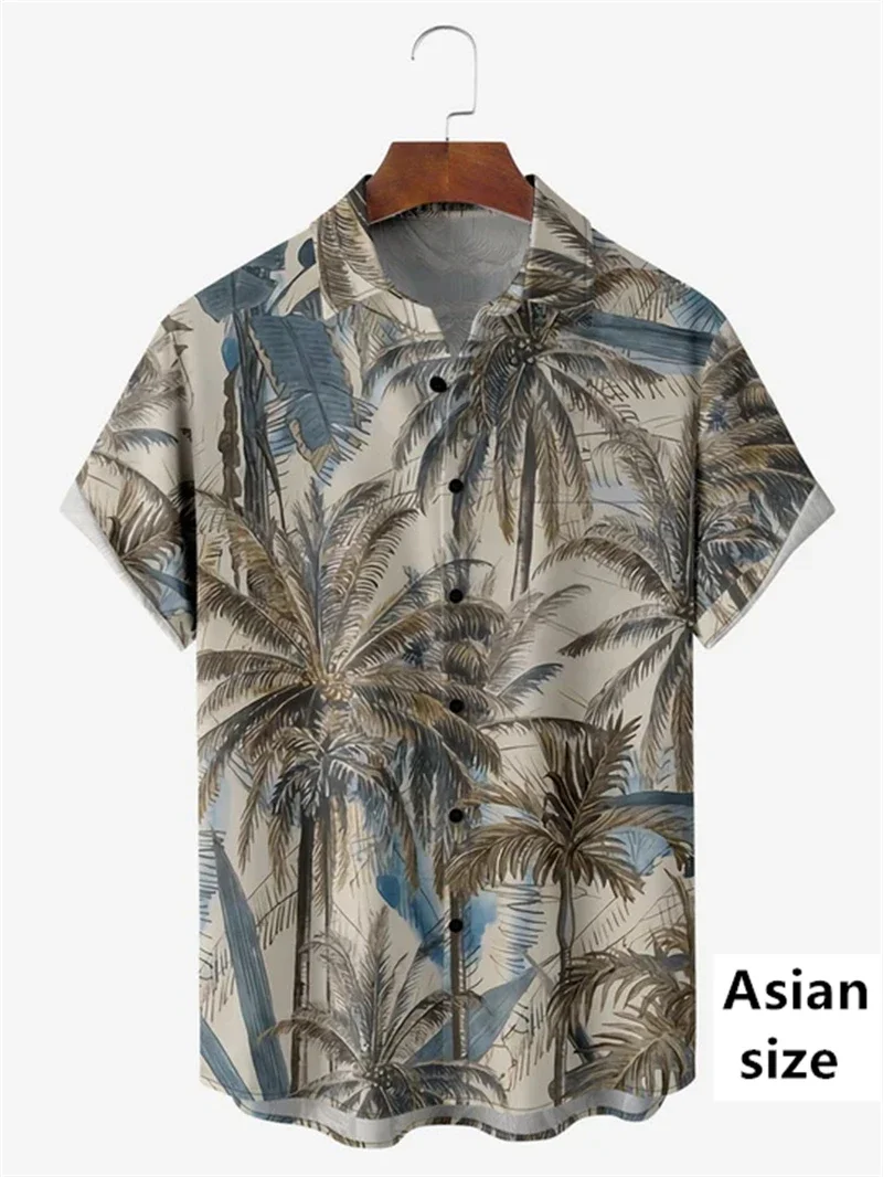 

New Men's Hawaiian Beach Short Sleeve Shirt 3D Print Coconut Tree Pattern Men's Streetwear Hip Hop Casual Oversize Y2k Clothing