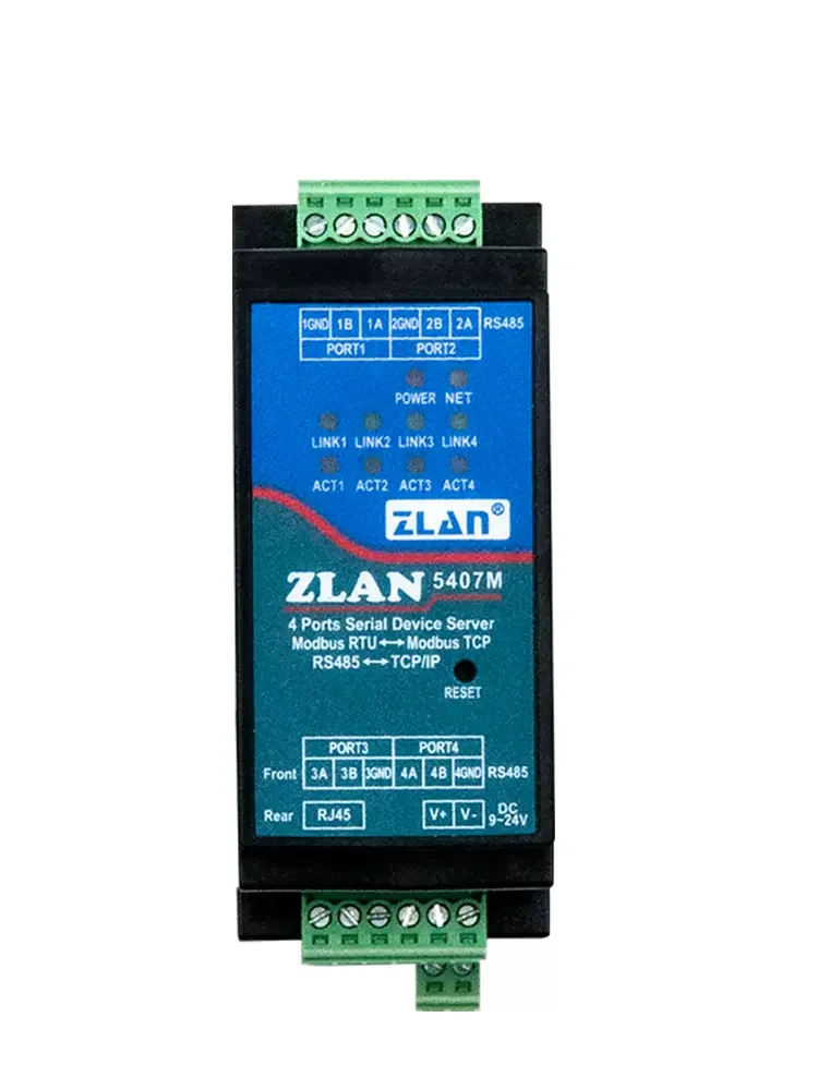 4 ports RS485 to Ethernet TCP IP Modbus Gateway RTU to TCP MQTT JSON compute din rail industrial module converter ZLAN5407M