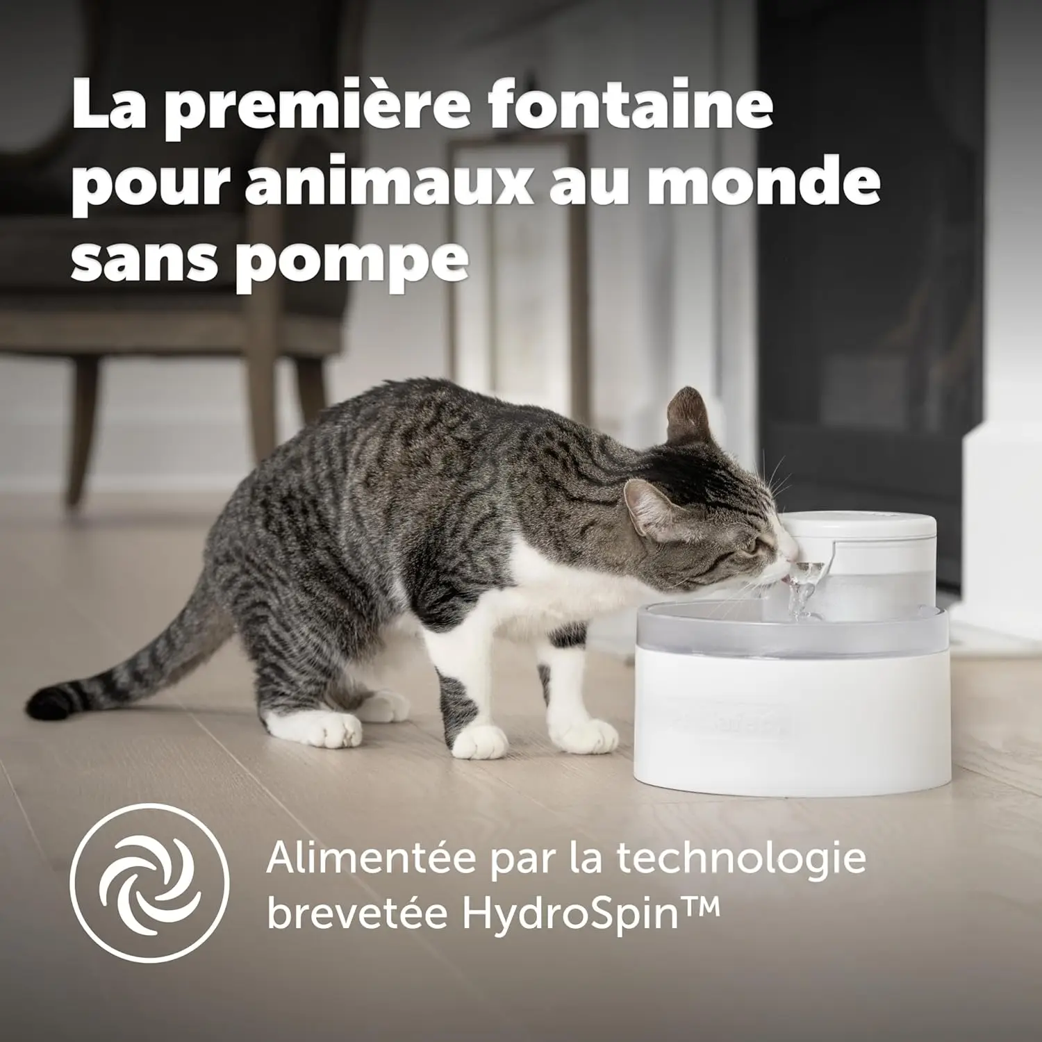Fonte de água automática para gatos com tecnologia HydroSpin - Design sem bomba, segura para máquina de lavar louça, capacidade de 60 onças para hidratação saudável