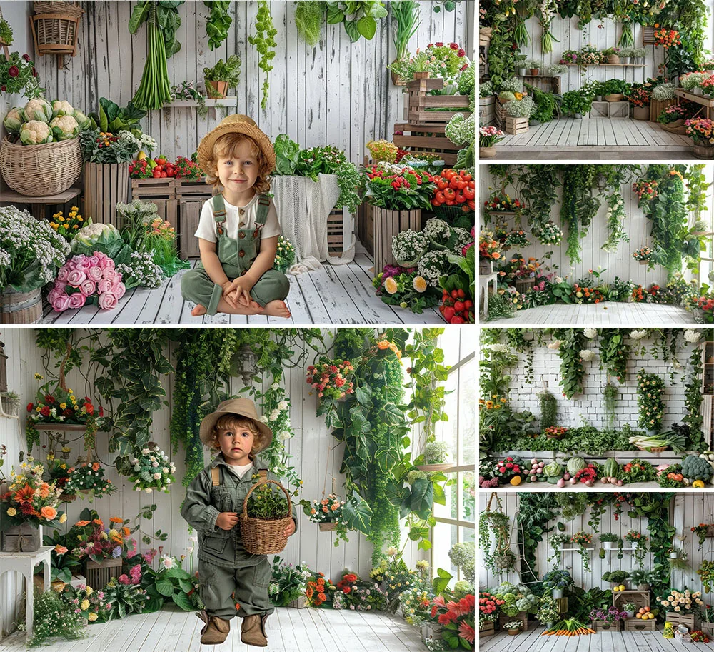 Mehofond Photography Background Farm Market Fresh Vegetables Fruit Kids Birthday Cake Smash Portrait Decor Backdrop Photo Studio