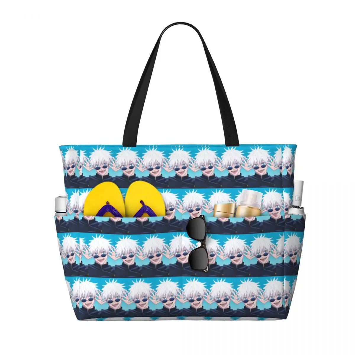 

Satoru Gojo Anime Jujutsu Kaisen Beach Tote Bag Sport Gym Yoga Duffle Large Tote Bag Women Travel Bag Fitness bag