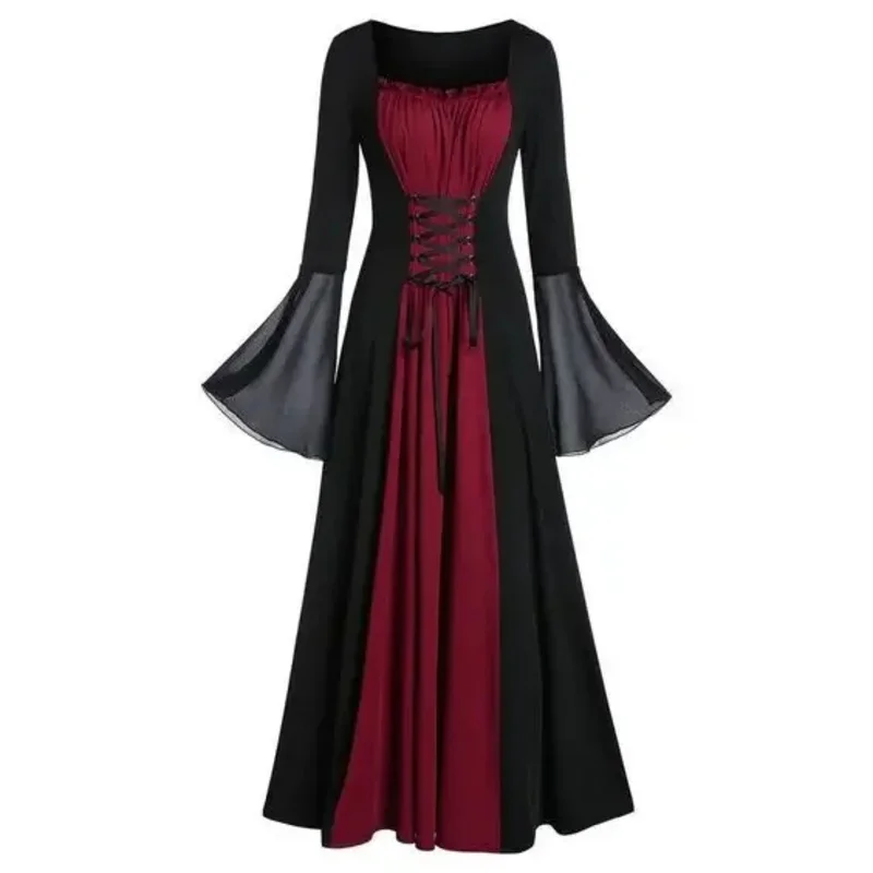 

Halloween Medieval Renaissance Vampire Dress for Women Vintage Cosplay Pirate Costume Witch Carnival Up Party