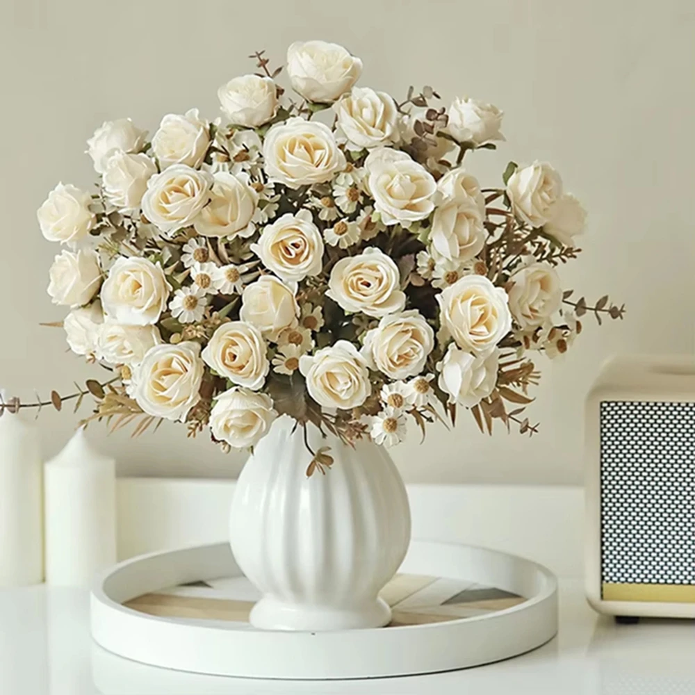 Seidenrosen, künstliche Blumen, Hochzeit, Zuhause, Zimmer, Weihnachtskammer, Dekor, Gala-Kranz, schöne Brautsträuße, Tischdekoration
