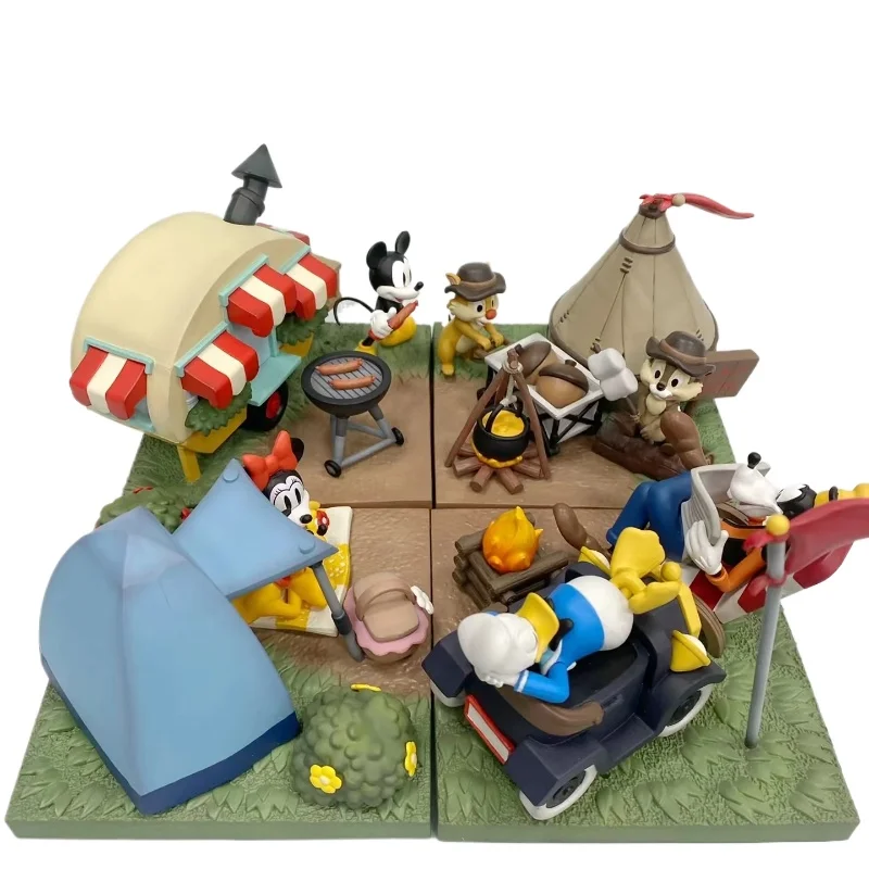 Disney Mickey Minnie Mouse Donald Duck Goofy Chip 'n' Dale Pluto Camping Series Action Figurine Doll Model Toy Brithday Gift